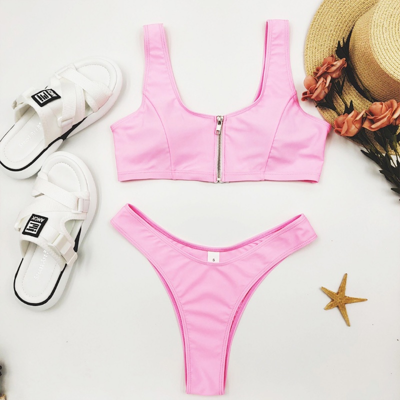 Custom Made Two Pieces Bikini Pink Yoga Suit Sexy Sport Bikini