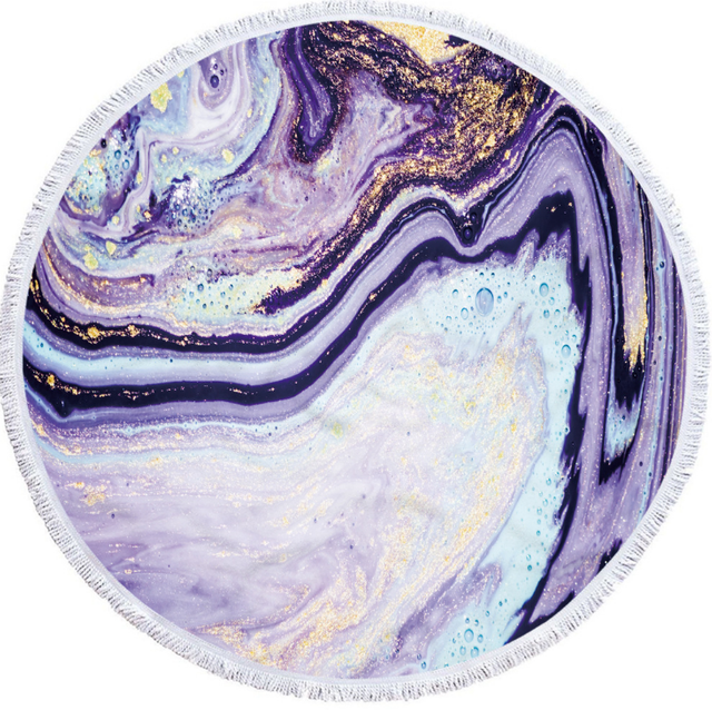 Ins Popular Custom Marble Quick Dry Round Microfiber Beach Towel with Tassels for Summer
