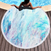 Ins Hot Seller Custom Larger Pink Marble Quick Dry Round Microfiber Beach Towel with Tassels for Summer