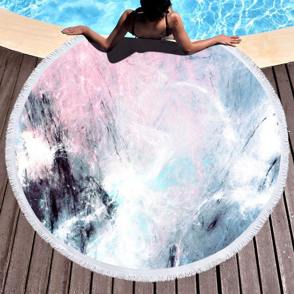 Wholesale Marble Quickly Dry Round Printed Microfiber Beach Towel 2020