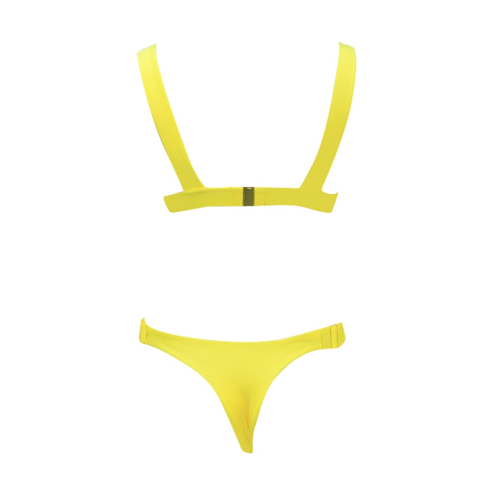  Costom Buckle T Shirt Bikini Top Yellow High Waisted Two Piece Swimsuit Sexy 2020 