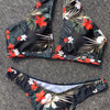 Custom Made Topical Floral Print Two Pieces Bikini Neck Tied Sexy Swimsuit