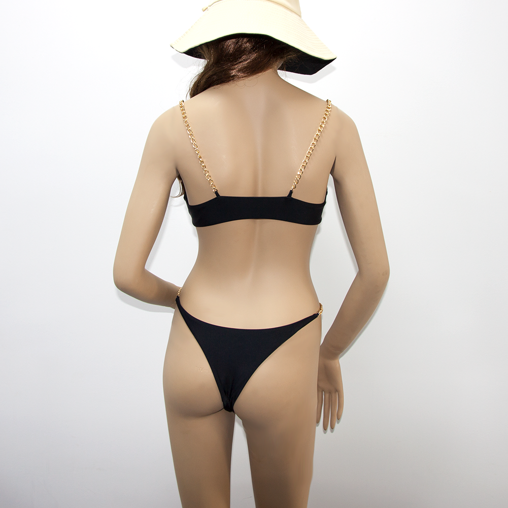 Custom Metallic Triangle Sexy Black Bikinis 2020 