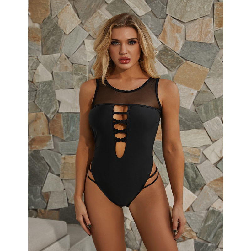 Wholesale One Piece Swimsuit Black Voile Sexy Bikini