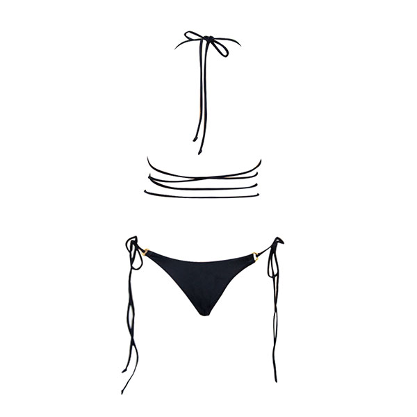 Black Strappy Bikini Two Piece Ladies Swimsuit