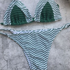 Custom Made Crimped Zigzag Printed Two Pieces Bikini Triangle Sexy Swimsuit