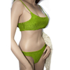 Costom Crinkle Green T Shirt Bikini Top Two Piece Swimsuits for Woman 2020 