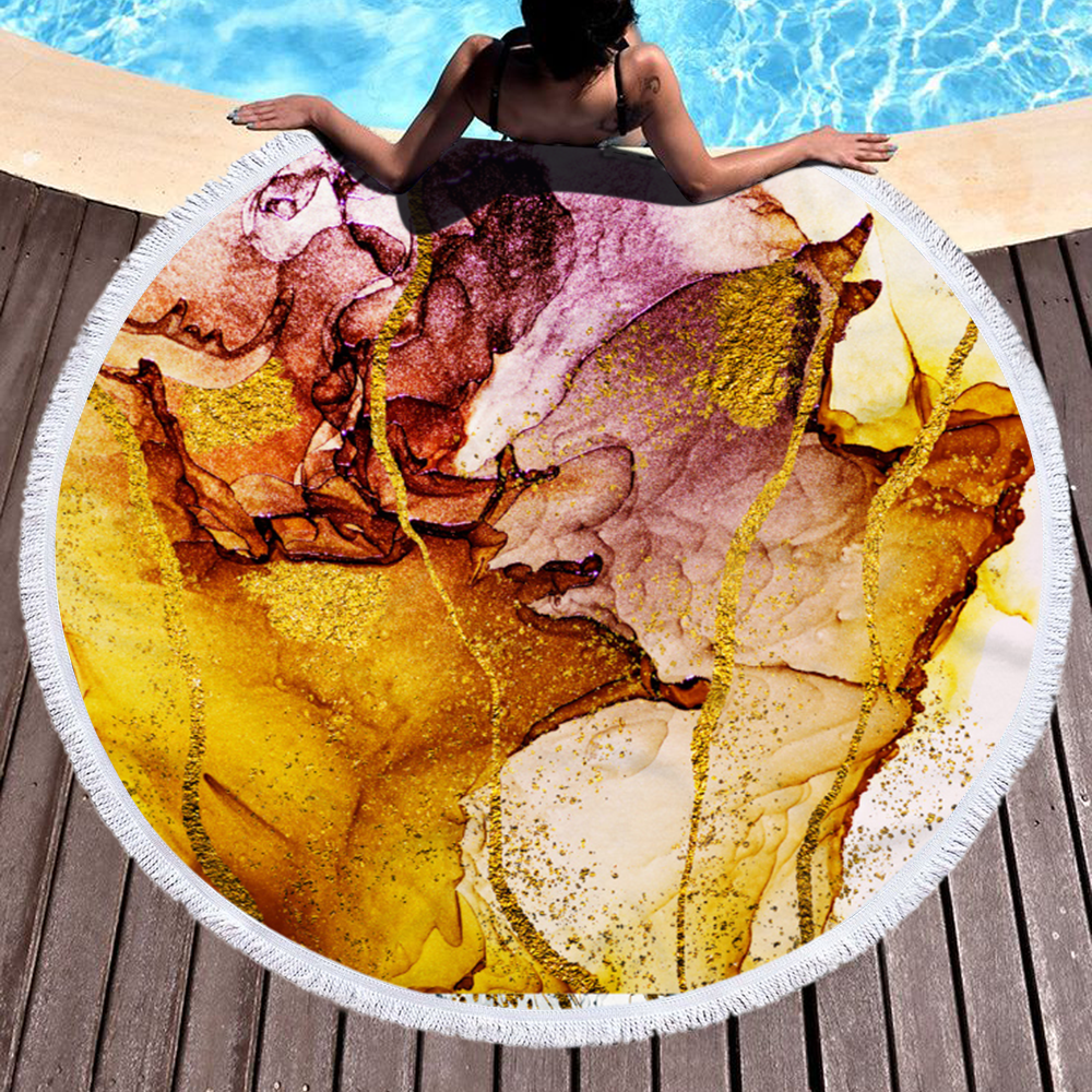 New Designs Marble Quickly Dry Round Printed Larger Microfiber Beach Towel 2020