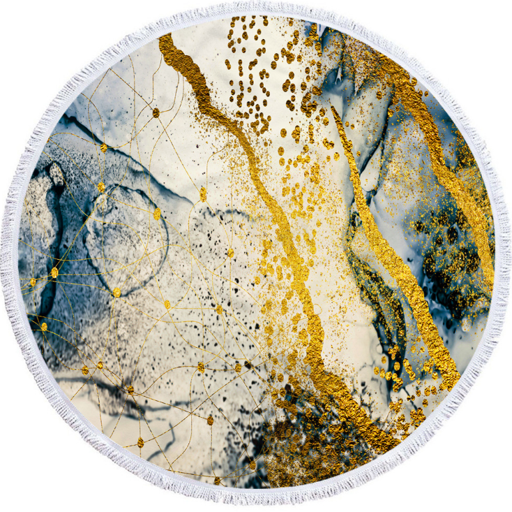 Wholesale Custom Marble Quick Dry Round Microfiber Beach Towel with tassels For Summer