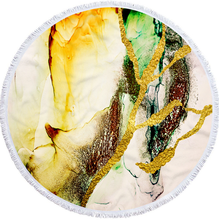 Factory Colorful Larger Size Round Printed Marble Microfiber Beach Towel in Summer