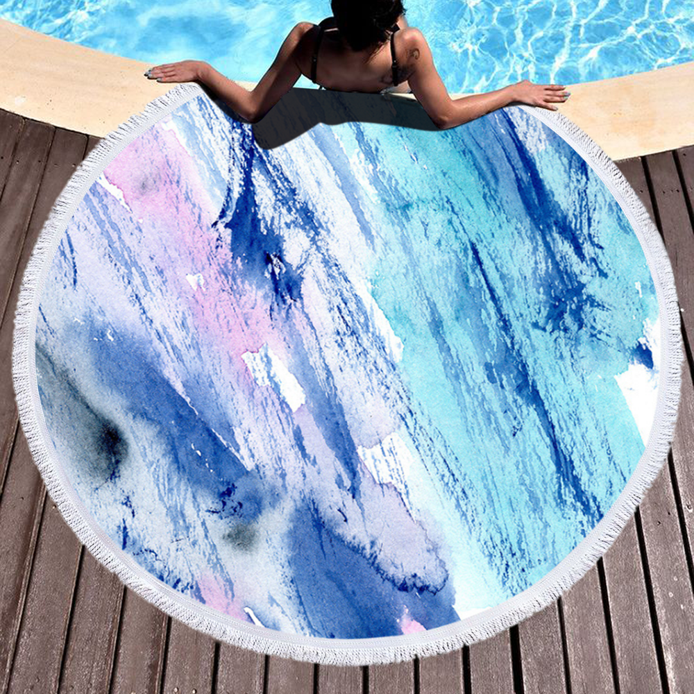 Best Selling Quickly Dry Round Printed Colorful Microfiber Beach Towel in Summer
