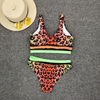 Wholesale Leopard Print Two Pieces Bikini Trunk bottom Top Sport Bikini 2020